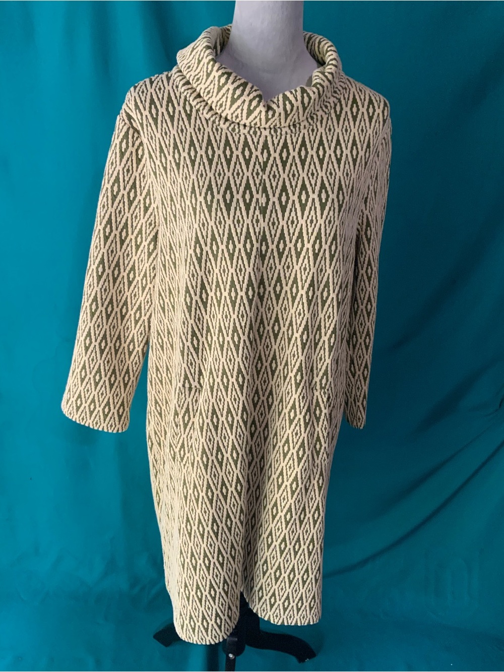 Tyler Böe Diamond Luxurious Knit Cowl Neck Sweater Dress